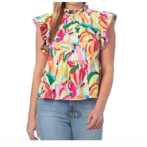 Crosby Multicolor Ruffle Sleeve Blouse